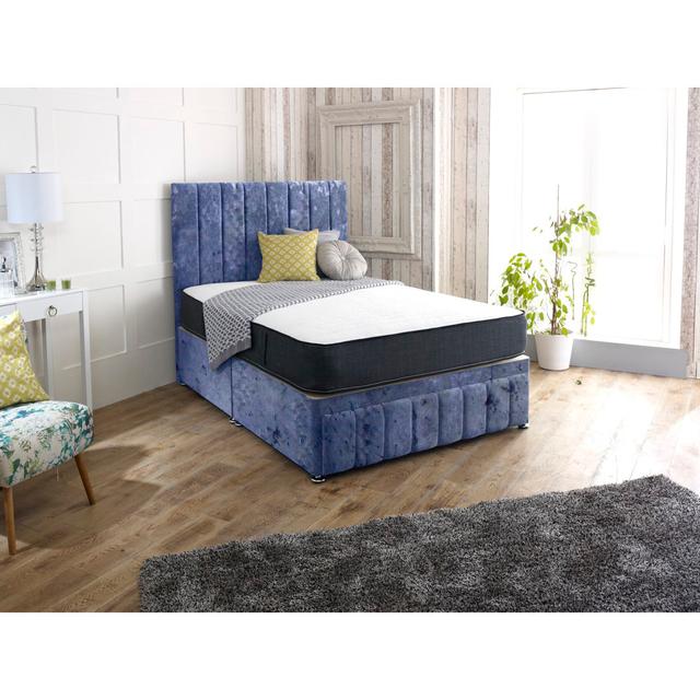 Caulfield Divan Base Rosdorf Park Size: Single (3'), Storage Type: 2 Drawers (Same Side), Colour: Blue on Productcaster.