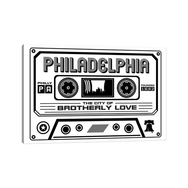 Philadelphia Cassette, Light Background by Benton Park Prints - Graphic Art Print on Canvas Corrigan Studio Size: 101.6cm H x 152.4cm W x 3.81cm D, Fo on Productcaster.