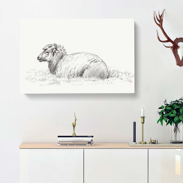 Lying Sheep by Jean Bernard - Wrapped Canvas Drawing Print East Urban Home Size: 40cm H x 60cm W x 3cm D on Productcaster.