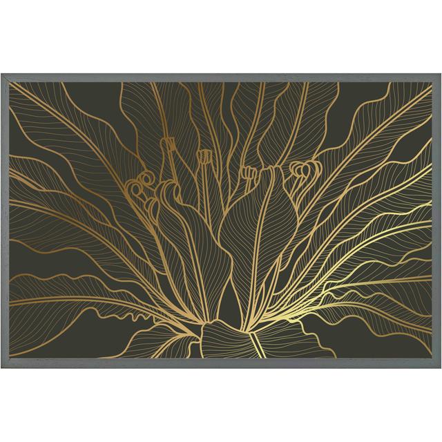 Buckholts Golden Splitleaf Philodendron Plant With Monstera Plant Line Art - Single Picture Frame Print Rosdorf Park Size: 41cm H x 61cm W x 4cm D, Fr on Productcaster.