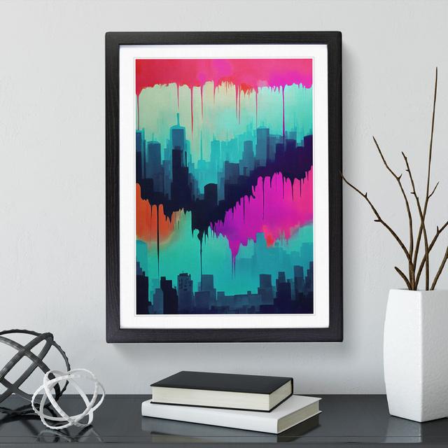 Colourful City Skyline No.2 Abstract - Picture Frame Painting Metro Lane Size: 34cm H x 25cm W x 2cm D, Frame Colour: Black on Productcaster.