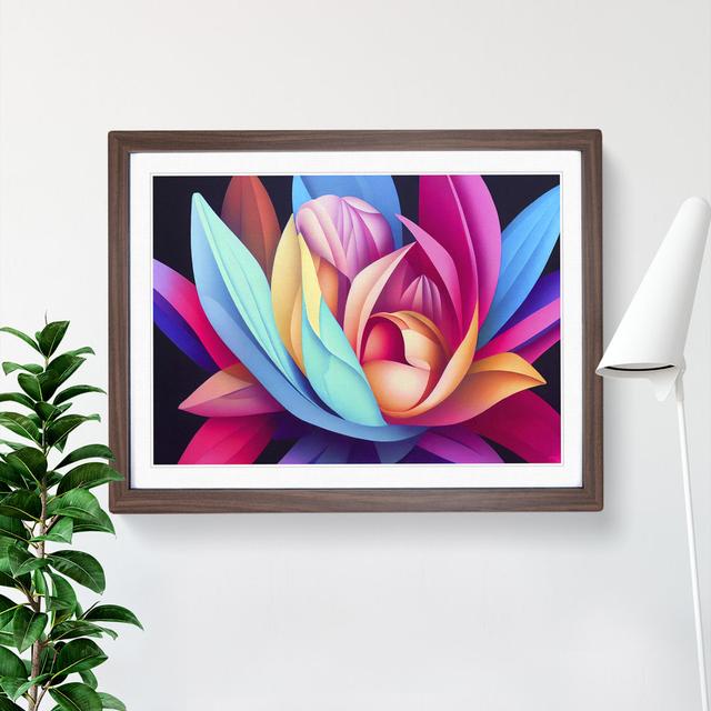 Riveting Modern Flower Abstract - Picture Frame Graphic Art 17 Stories Size: 46cm H x 64cm W x 2cm D, Frame Colour: Walnut Framed on Productcaster.