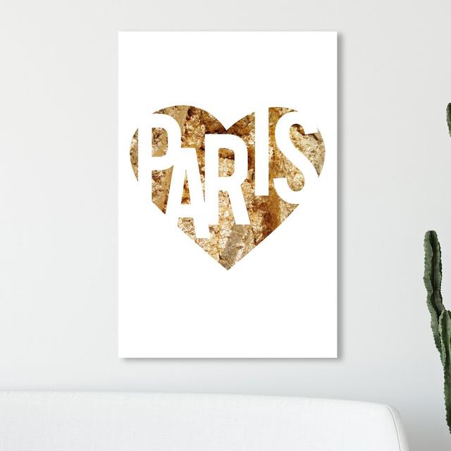 'I Love Paris Gold' Graphic Art on Wrapped Canvas East Urban Home Size: 61 cm H x 40.6 cm W on Productcaster.