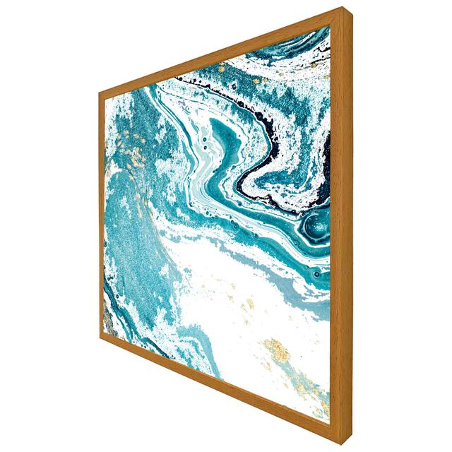 Asencio Blue Marble - Single Picture Frame Print Metro Lane Frame Option: Oak, Size: 51cm H x 51cm W x 4cm D on Productcaster.