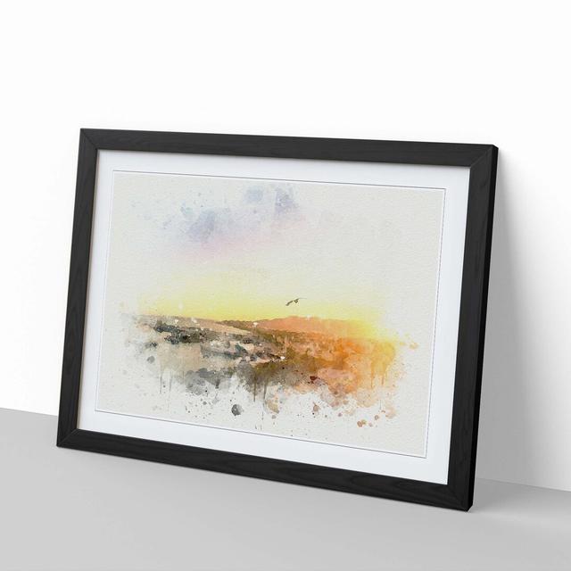 Malaga Skyline in Spain In Abstract - Picture Frame Graphic Art Print East Urban Home Size: 35cm H x 50cm W x 2cm D, Frame Option: Black on Productcaster.