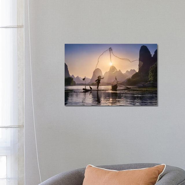 Fishing the Sun by Jesús M. García - Wrapped Canvas Art Prints Alpen Home Size: 45.72cm H x 66.04cm W x 1.9cm D on Productcaster.