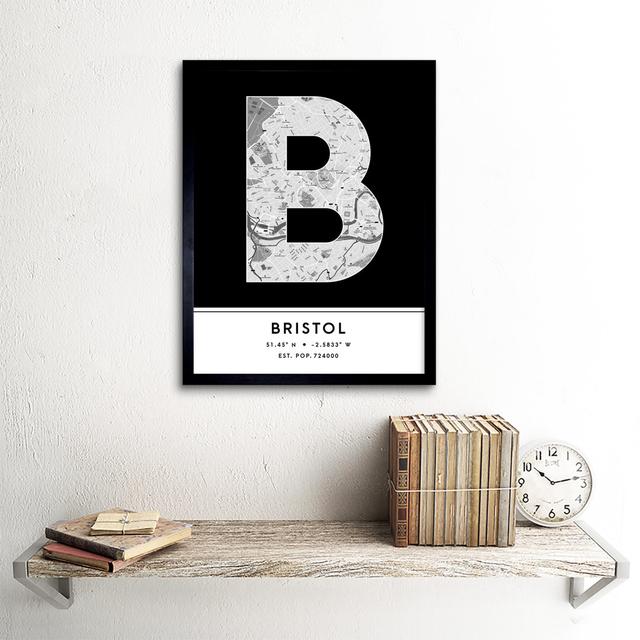 Bristol City Map Bristol Black & White - Single Picture Frame Typography Wee Blue Coo on Productcaster.