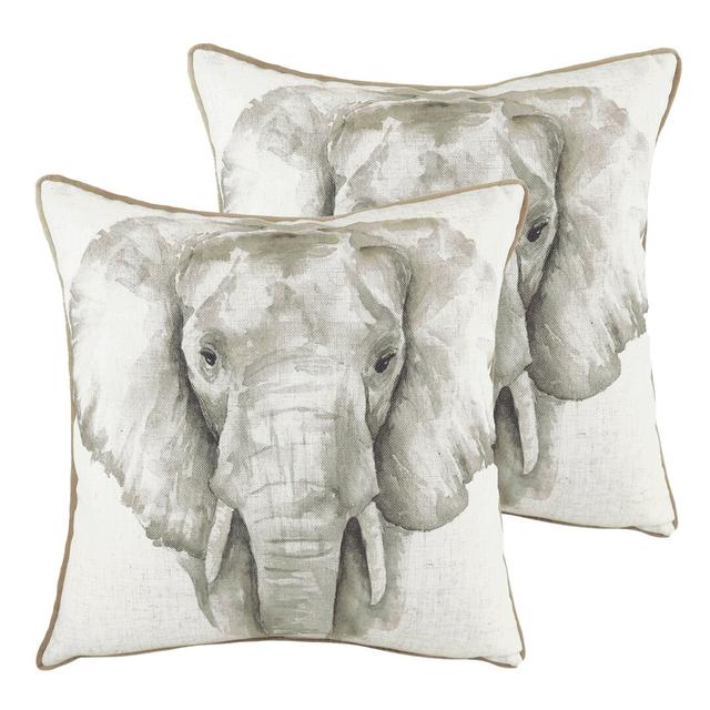 Safari Elephant Square Throw Cushion (Set of 2) Evans Lichfield on Productcaster.