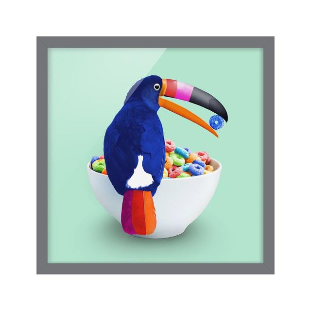 Breakfast with Toucan by Jonas Loose - Picture Frame Graphic Art Bay Isle Home Size: 70cm H x 70cm W x 2cm D, Frame Option: Grey Framed on Productcaster.