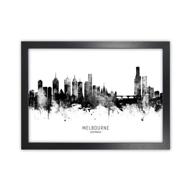 Melbourne Australia Skyline Black White City Name by Michael Tompsett - Graphic Art Print Latitude Run Format: Black Framed, Size: 34cm H x 46cm W x 3 on Productcaster.