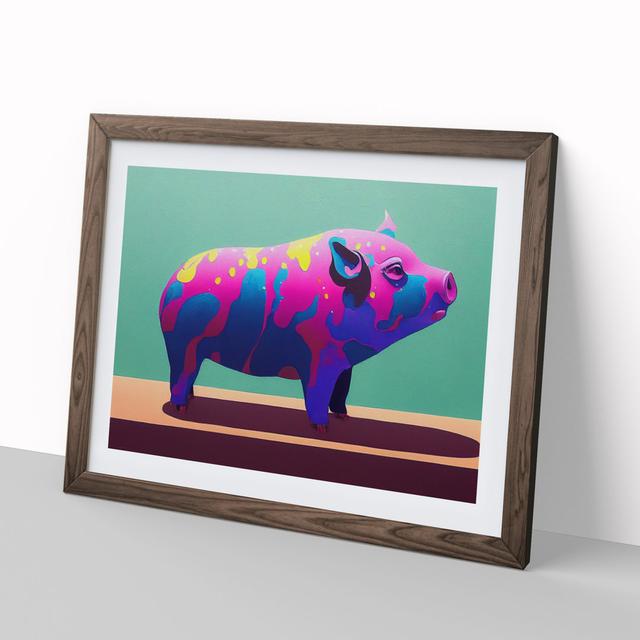 Dripping Pig Abstract - Picture Frame Painting Brambly Cottage Size: 46cm H x 64cm W x 2cm D, Frame Colour: Walnut on Productcaster.