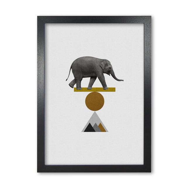 'Tribal Elephant' Graphic Art East Urban Home Format: Black Grain Frame, Size: 42 cm H x 30 cm W x 5 cm D on Productcaster.