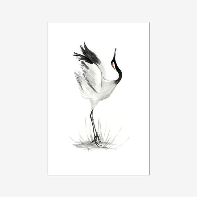 Japanese Cranes I by Naomi McCavitt - Wrapped Canvas Painting Print Marlow Home Co. Size: 76cm H x 51cm W, Format: Paper Print on Productcaster.