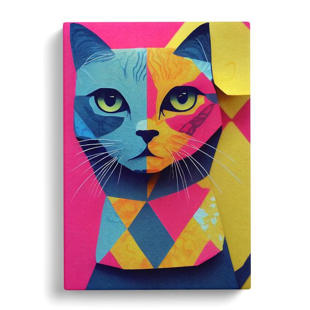 Cat Scrapbooking - Wrapped Canvas Graphic Art Marlow Home Co. Size: 76cm H x 50cm W x 3cm D on Productcaster.