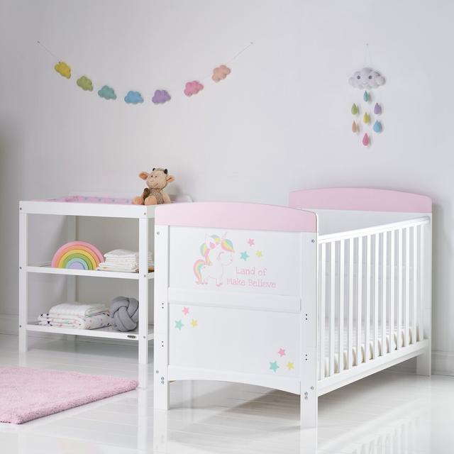 Grace Unicorn Cot Bed 2-Piece Nursery Furniture Set Obaby on Productcaster.