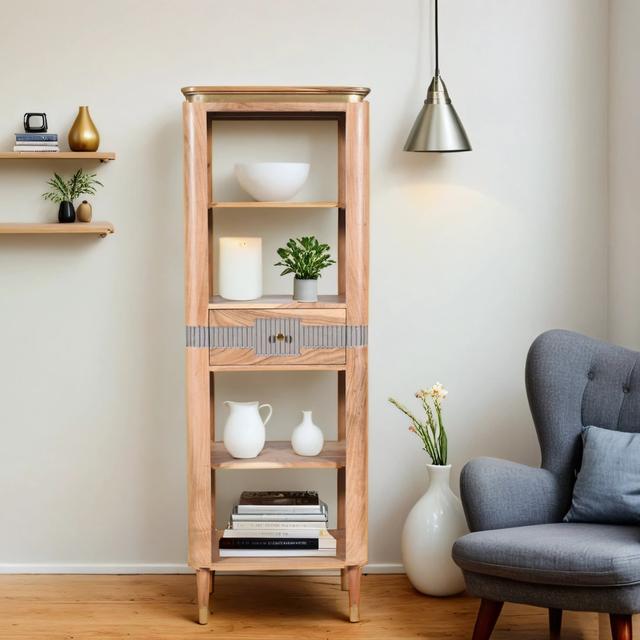 Wilton 175cm H x 60cm W Solid Wood Standard Bookcase Indian Hub on Productcaster.