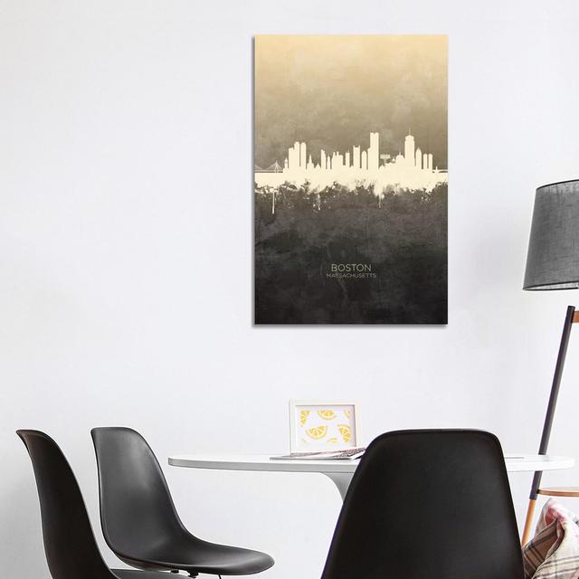 Boston Massachusetts Skyline Taupe by Michael Tompsett - Wrapped Canvas Print Metro Lane Size: 101.6cm H x 66.04cm W x 3.81cm D on Productcaster.