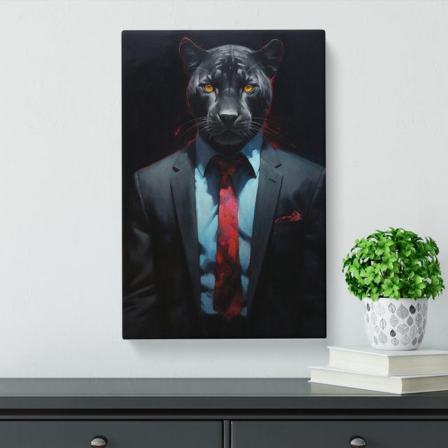 Panther in a Suit Painting No.4 Happy Larry Size: 76cm H x 50cm W x 3cm D on Productcaster.