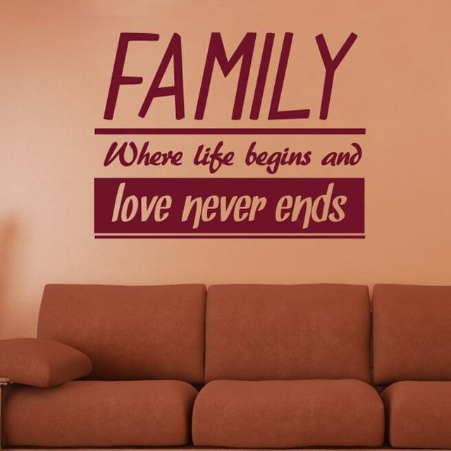 Family Where Life Begins And Love Never Ends Wall Sticker 17 Stories Colour: Pink, Size: Large on Productcaster.