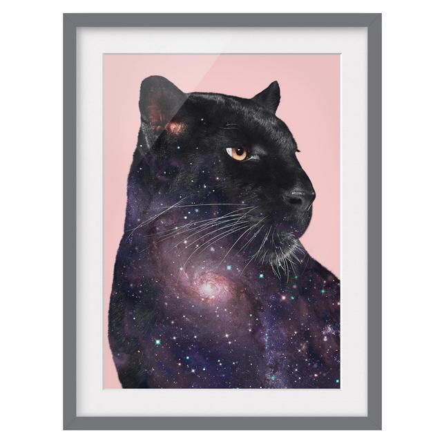 Panther with Galaxy - Picture Frame Graphic Art Bloomsbury Market Size: 40cm H x 30cm W x 2cm D, Frame Option: Grey Framed on Productcaster.