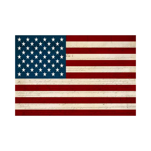 Usa Flag (U.S. Constitution Background) - Print on Canvas East Urban Home Size: 101.6cm H x 152.4cm W x 3.81cm D, Format: White Floater Framed on Productcaster.