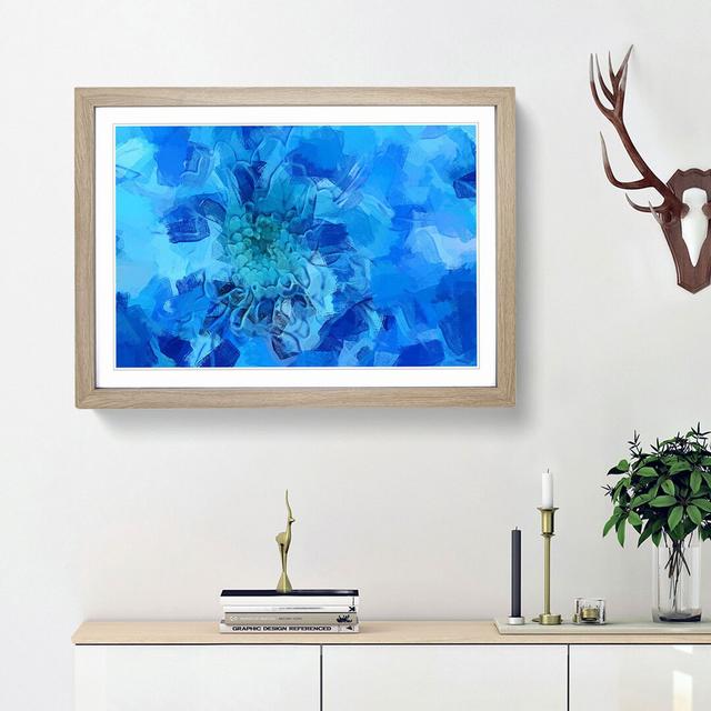 Blue Dahlia Flower in Abstract - Picture Frame Graphic Art Print East Urban Home Frame Option: Oak Framed, Size: 62cm H x 87cm W x 2cm D on Productcaster.