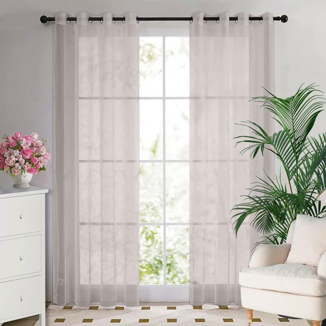 Jamie Eyelet Sheer Voile Curtain Panel Zipcode Design Size: 144cm Width x 182cm Drop, Colour: White on Productcaster.