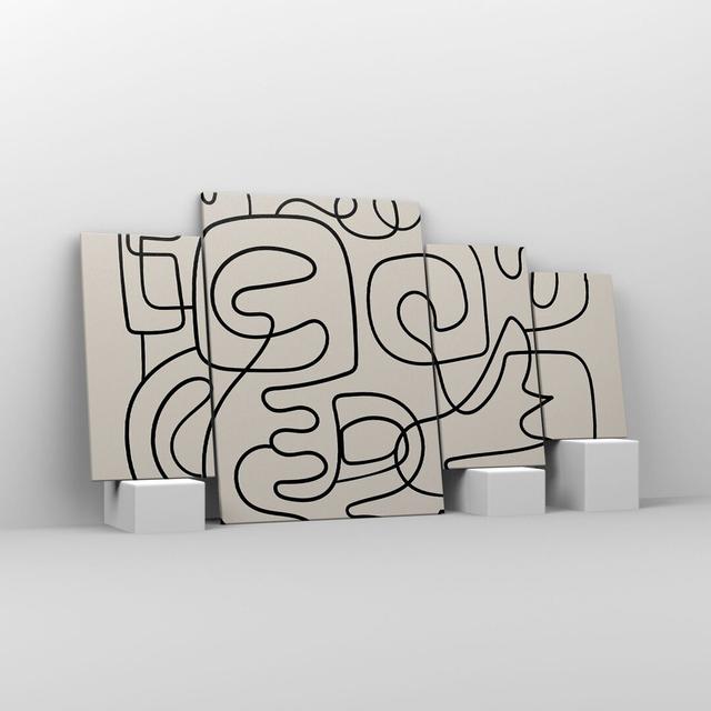 Line Figures Shapes - 4 Piece Wrapped Canvas Drawing Ivy Bronx Size: 90cm H x 160cm W on Productcaster.