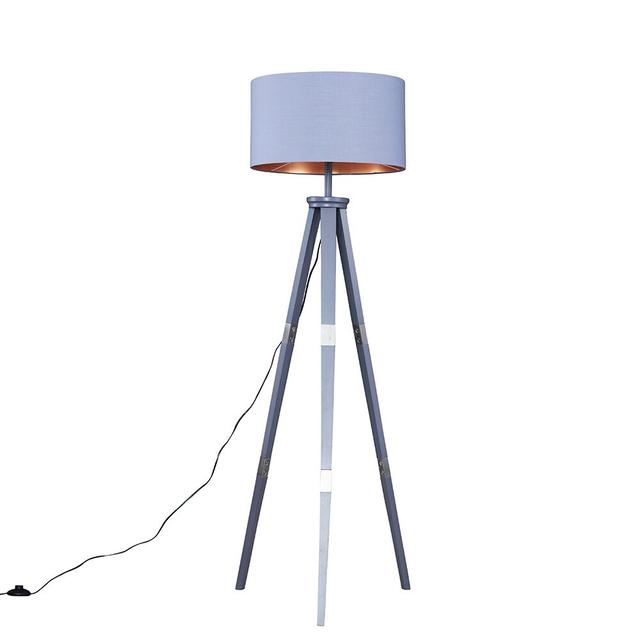 Caroleena 151cm Tripod Floor Lamp 17 Stories Bulb Type: No, Shade Colour: Grey & Copper on Productcaster.