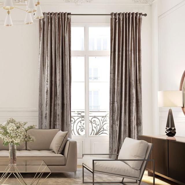 100% Blackout Thermal Extra Long & Extra Wide Shiny Velvet Decorative Curtain Panel Lilijan Home & Curtain Panel Size: 140cm Width x 350cm Drop, Curta on Productcaster.