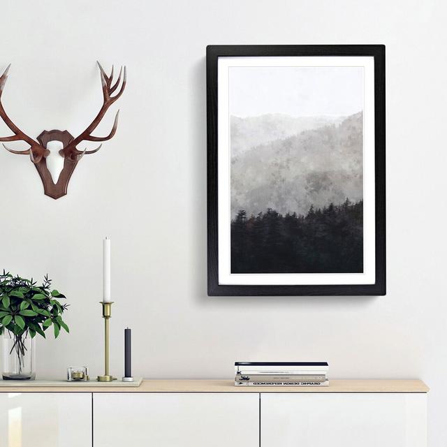 Mountain Behind the Forest Layers - Picture Frame Painting Print East Urban Home Frame Option: Black Framed, Size: 33cm H x 24cm W x 2cm D on Productcaster.