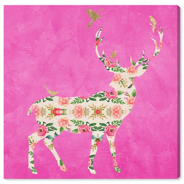 Preppy Stag by Oliver Gal - Wrapped Canvas Print East Urban Home Size: 101.6cm H x 101.6cm W on Productcaster.