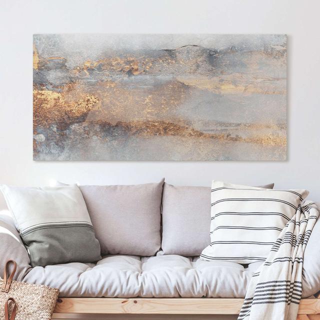 Elisabeth Fredriksson - Gold - Wrapped Canvas Graphic Art Canora Grey Size: 30cm H x 60cm W, Colour: White, Format: 260g/m² canvas on Productcaster.