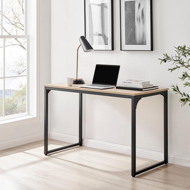 Kynlyn Rectangle Computer Desk Latitude Run Size: 75cm H x 120cm W x 60cm D, Top Colour/Frame Colour: Oak Effect Melamine/Black on Productcaster.