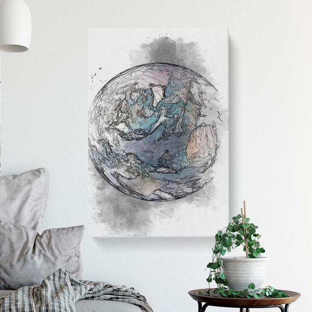 Blue Marble Of Planet Earth In Abstract - Wrapped Canvas Print East Urban Home Size: 76cm H x 50cm W x 3cm D on Productcaster.