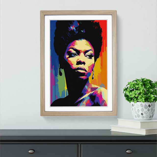 Nina Simone Futurism - Single Picture Frame Print on Wood Marlow Home Co. Size: 34cm H x 25cm W x 2cm D, Format: Oak Framed on Productcaster.