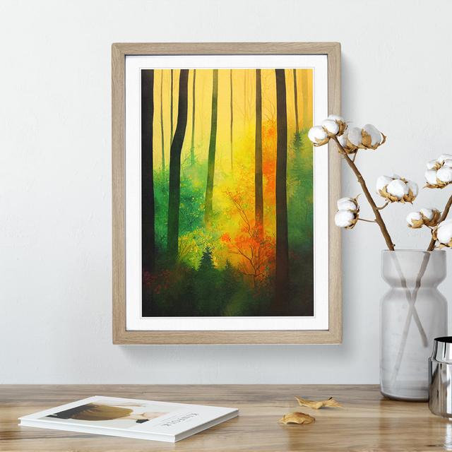 Forest In Watercolour No.5 - Single Picture Frame Painting Alpen Home Size: 34cm H x 25cm W x 2cm D, Frame Colour: Oak on Productcaster.