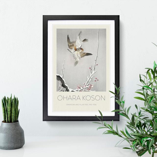 Sparrows & Plum Tree by Ohara Koson - Picture Frame Graphic Art East Urban Home Size: 48cm H x 36cm W x 2cm D, Frame Option: Black Framed on Productcaster.