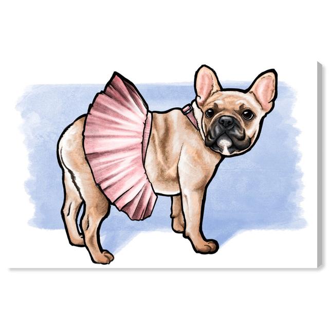 Pink Tutu Frenchie - Wrapped Canvas Graphic Art Print East Urban Home Size: 76cm H x 114cm W on Productcaster.