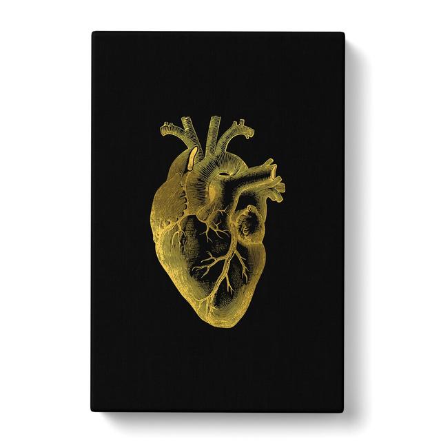 Black Gold Anatomical Heart - Wrapped Canvas Painting East Urban Home Size: 91cm H x 60cm W x 3cm D on Productcaster.