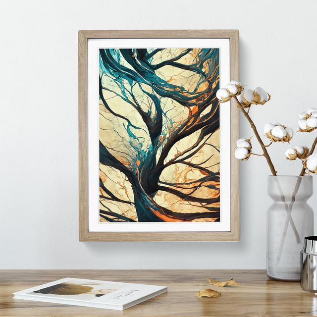 Branches of a Tree Abstract No.5 - Picture Frame Painting ClassicLiving Size: 46cm H x 34cm W x 2cm D, Frame Colour: Oak on Productcaster.