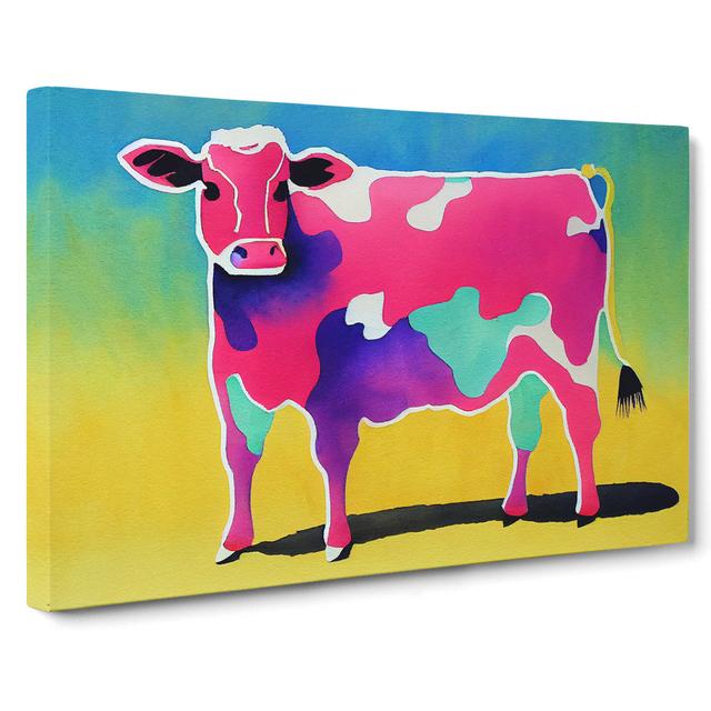 Colourful Cow Vol.1 Abstract - Wrapped Canvas Painting Brambly Cottage Size: 50cm H x 76cm W x 3cm D on Productcaster.