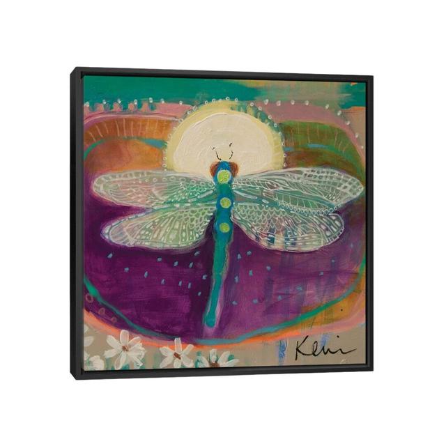 Jewel With Wings by Kerri McCabe - Painting on Canvas August Grove Size: 45.72cm H x 45.72cm W x 3.81cm D, Frame Colour: Black on Productcaster.