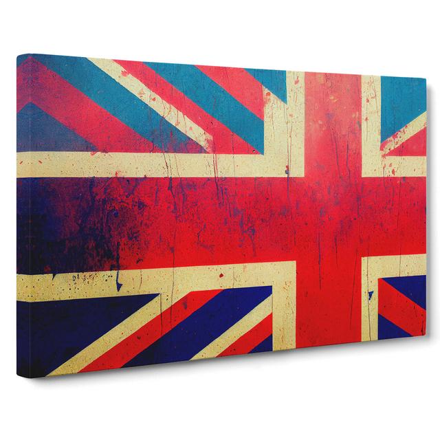 Painted Union Jack Flag Vol.2 Abstract - Wrapped Canvas Print Borough Wharf Size: 50cm H x 76cm W x 3cm D on Productcaster.