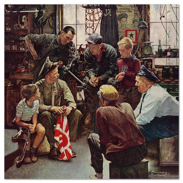 Highland Dunes - Quadro - Norman Rockwell - Ritorno A Casa Del Soldato - Vetro Acrilico - 70X70 - Pronto Da Appendere - Quadri Moderni Per La Casa - V on Productcaster.