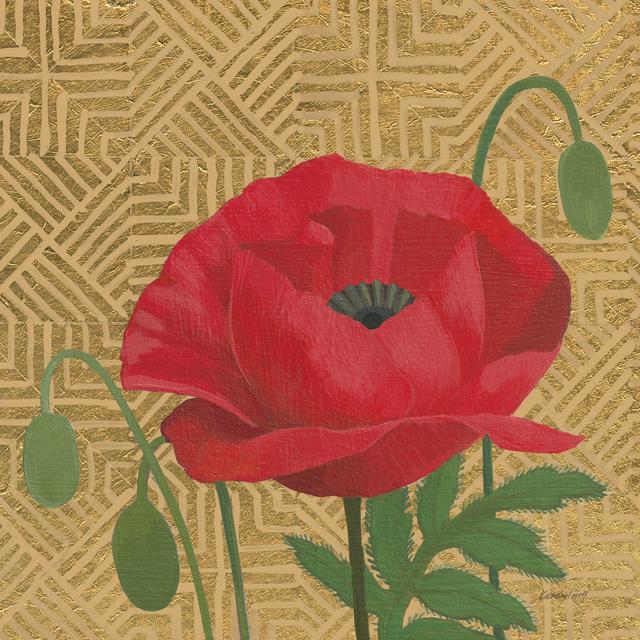 Poppy With Pattern by Kathrine Lovell - Wrapped Canvas Art Prints ClassicLiving Size: 76cm H x 76cm W x 3.8cm D on Productcaster.