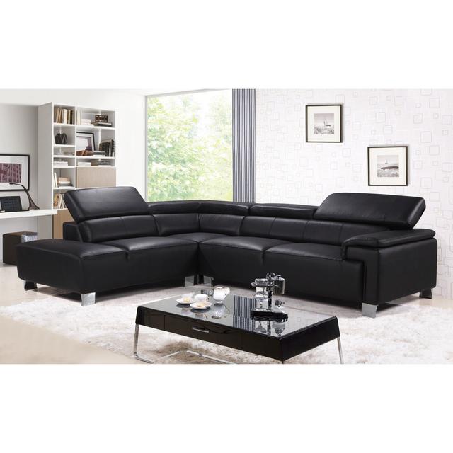 Ashauntae Leather Corner Sofa Ivy Bronx Upholstery Colour: Black, Orientation: Left Hand Facing on Productcaster.