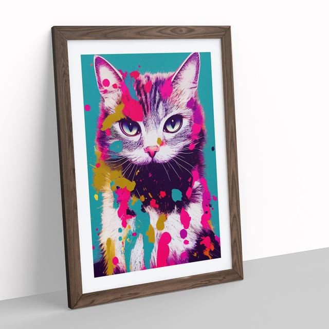 Cat Splashed in No.2 - Picture Frame Painting Latitude Run Size: 64cm H x 46cm W x 2cm D, Frame Colour: Walnut on Productcaster.