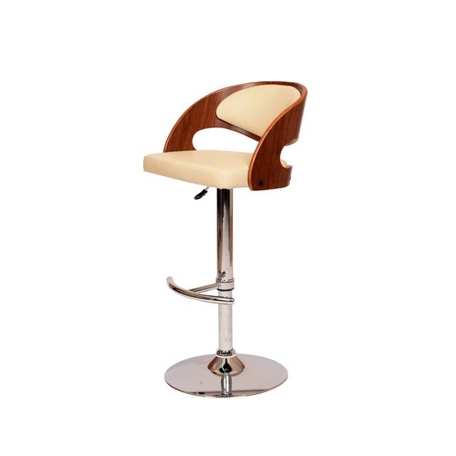 Chaffins Height Adjustable Swivel Bar Stool Langely Street Upholstery Colour: Cream, Base Colour: Walnut on Productcaster.