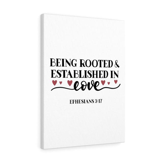 Established in Love Ephesians 3:17 - Wrapped Canvas Typography Blue Elephant Size: 36cm H x 28cm W on Productcaster.